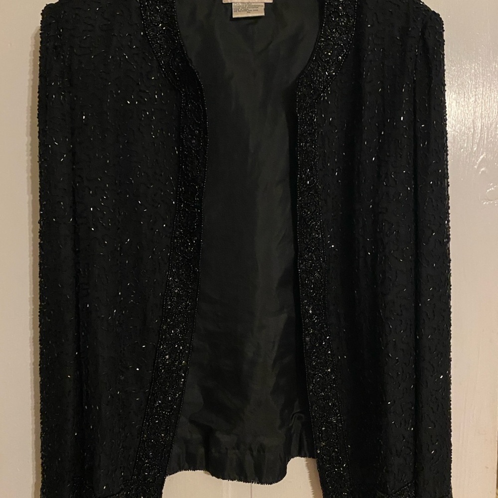 Laurence Kazar Black Beaded Blazer
